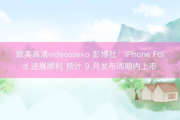 欧美高清videossexo 彭博社：iPhone Fold 进展顺利 预计 9 月发布周期内上市