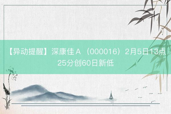 【异动提醒】深康佳Ａ（000016）2月5日13点25分创60日新低