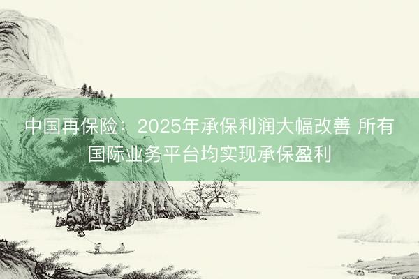 中国再保险：2025年承保利润大幅改善 所有国际业务平台均实现承保盈利