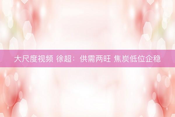 大尺度视频 徐超：供需两旺 焦炭低位企稳
