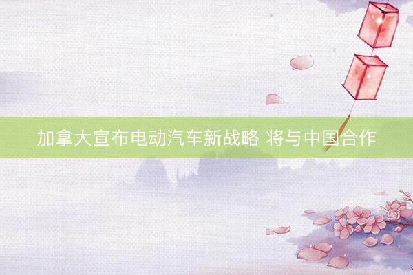 加拿大宣布电动汽车新战略 将与中国合作