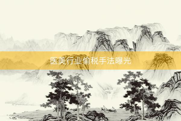 医美行业偷税手法曝光