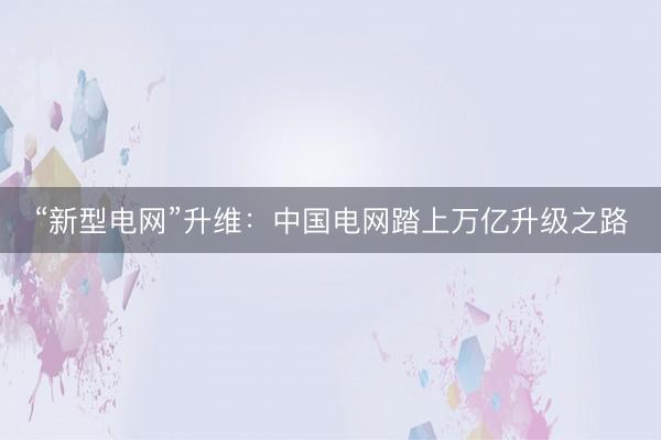 “新型电网”升维：中国电网踏上万亿升级之路