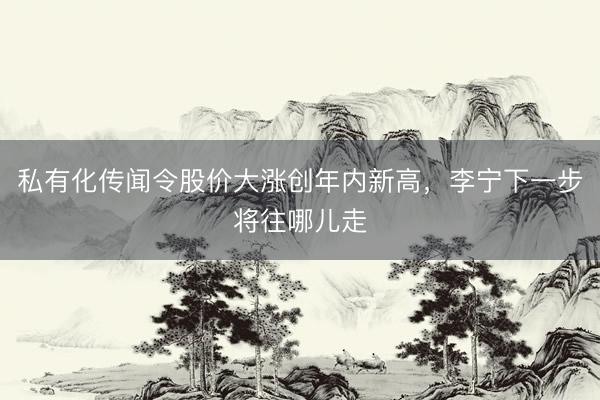 私有化传闻令股价大涨创年内新高，李宁下一步将往哪儿走