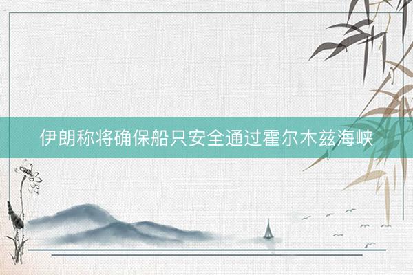 伊朗称将确保船只安全通过霍尔木兹海峡