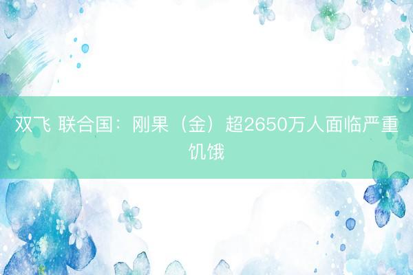 双飞 联合国：刚果（金）超2650万人面临严重饥饿