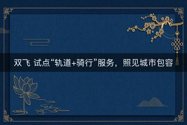 双飞 试点“轨道+骑行”服务,照见城市包容