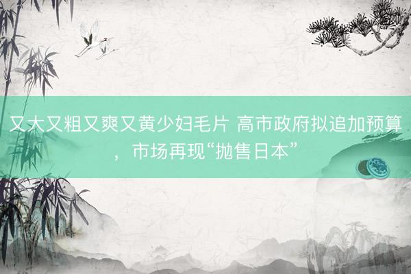 又大又粗又爽又黄少妇毛片 高市政府拟追加预算，市场再现“抛售日本”