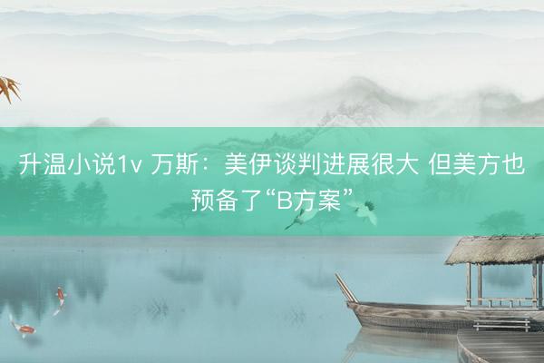 升温小说1v 万斯：美伊谈判进展很大 但美方也预备了“B方案”