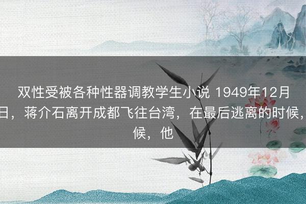 双性受被各种性器调教学生小说 1949年12月10日,蒋介石离开成都飞往台湾,在最后逃离的时候,他
