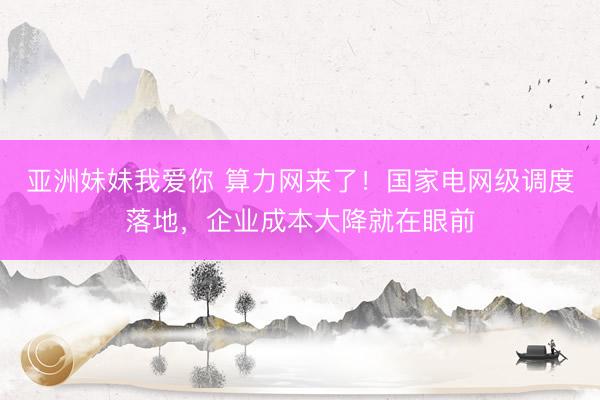 亚洲妹妹我爱你 算力网来了！国家电网级调度落地，企业成本大降就在眼前