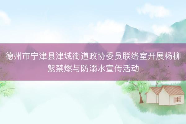 德州市宁津县津城街道政协委员联络室开展杨柳絮禁燃与防溺水宣传活动