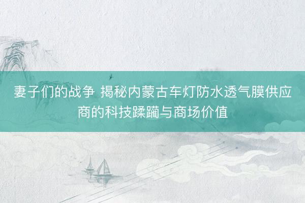 妻子们的战争 揭秘内蒙古车灯防水透气膜供应商的科技蹂躏与商场价值