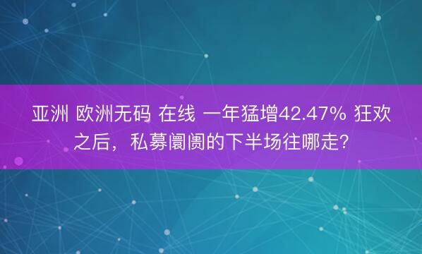 亚洲 欧洲无码 在线 一年猛增42.47% 狂欢之后,私募阛阓的下半场往哪走?