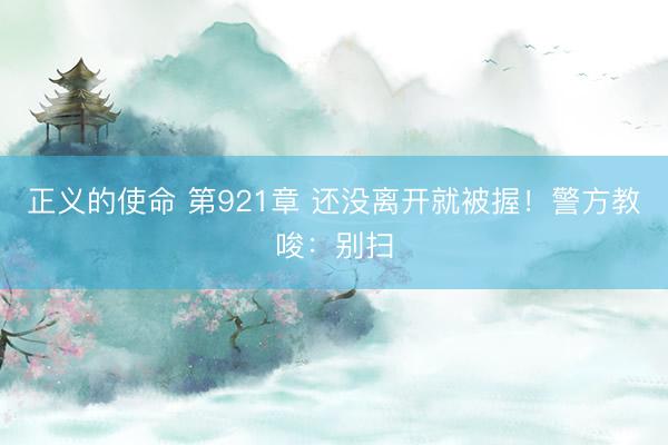 正义的使命 第921章 还没离开就被握！警方教唆：别扫