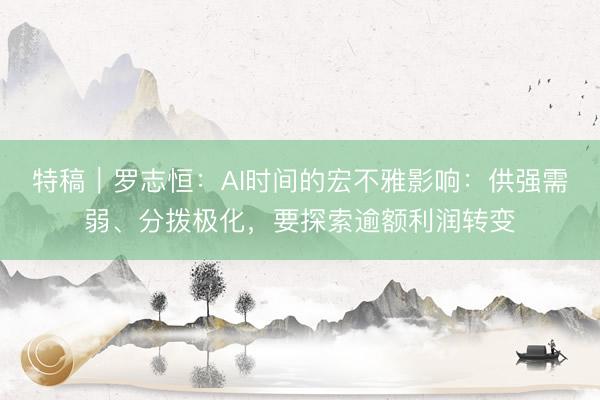 特稿｜罗志恒：AI时间的宏不雅影响：供强需弱、分拨极化，要探索逾额利润转变