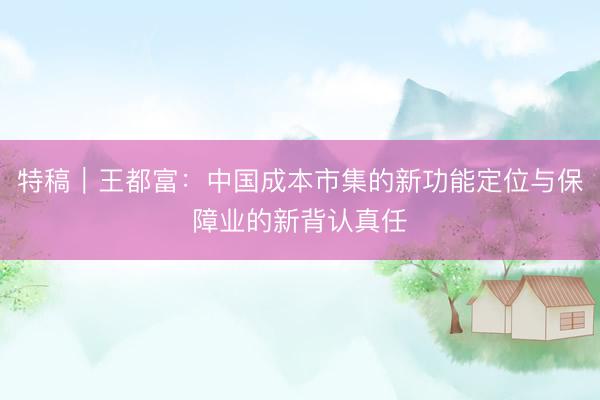 特稿｜王都富：中国成本市集的新功能定位与保障业的新背认真任