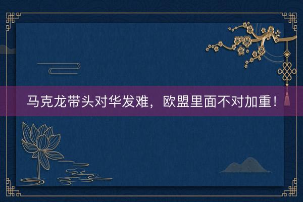 马克龙带头对华发难，欧盟里面不对加重！