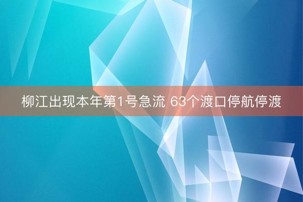 柳江出现本年第1号急流 63个渡口停航停渡
